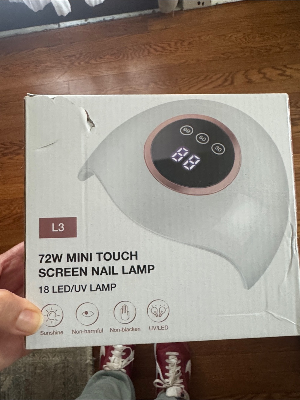 72W Mini Touch Screen Nail Lamp - White with Rose Gold Accent